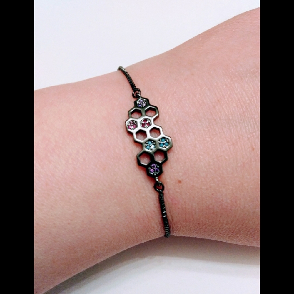 🌟3/$15 Dark Silver Honeycomb Slide Bracelet